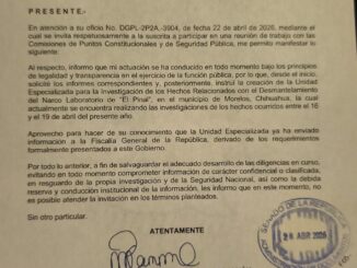 Maru Campos declina participar en reunión de trabajo en el Senado para no comprometer investigaciones en curso