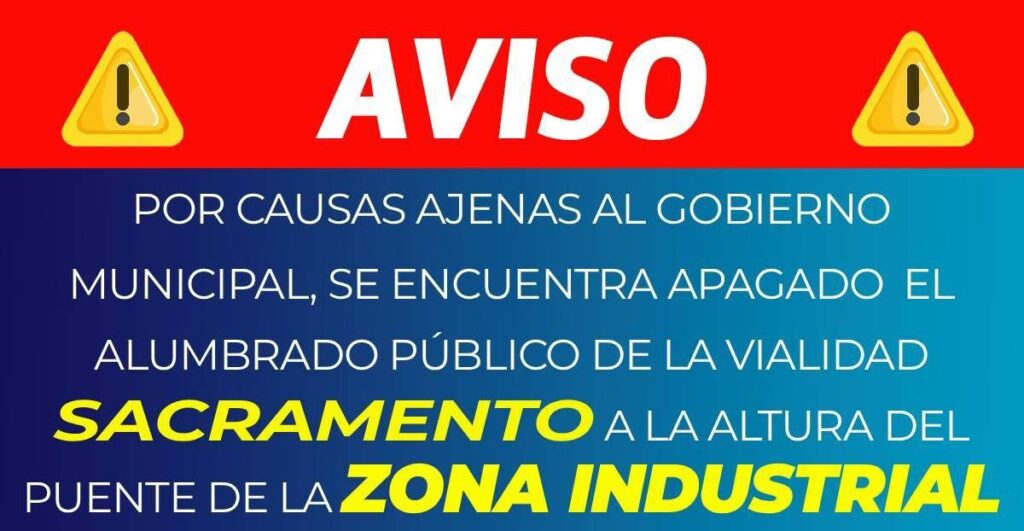 Trabaja Municipio para restablecer alumbrado en la Vialidad Sacramento tras accidente vial
