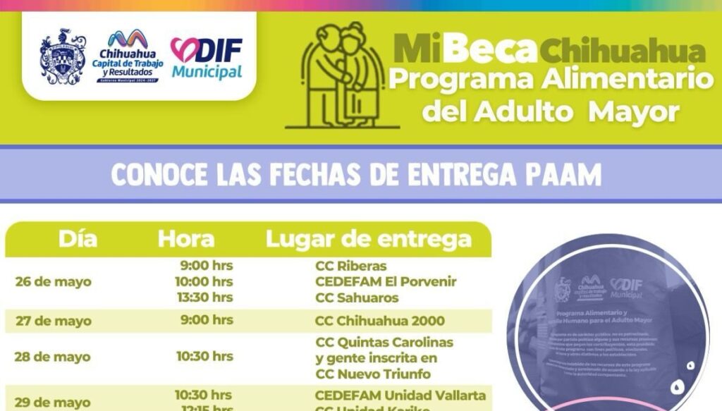 Conoce los horarios de entregas del PAAM del periodo del 26 de mayo al 23 de junio