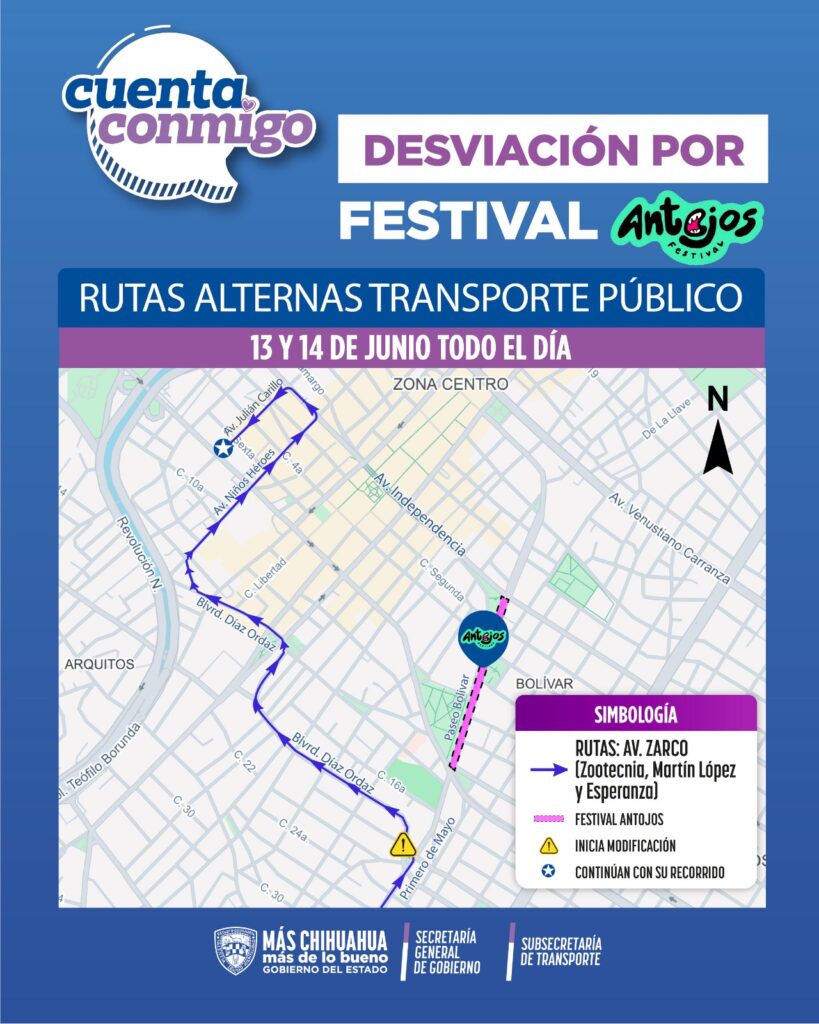 Anuncia Subsecretaría de Transporte modificaciones en las rutas urbanas por Festival Antojos
