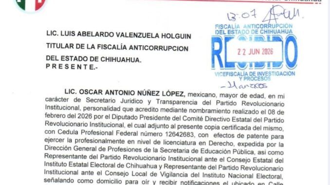 Presenta PRI Chihuahua denuncia por peculado contra alcaldesa de Guadalupe y Calvo