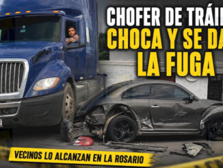 Chofer de tráiler choca y se da a la fuga, vecinos lo alcanzan en la Rosario