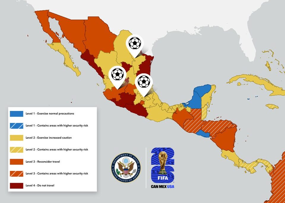 Estados Unidos refuerza alertas de viaje a México rumbo al Mundial 2026