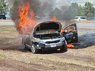 Incendio consume vehículo sobre la carretera Cuauhtémoc–Chihuahua