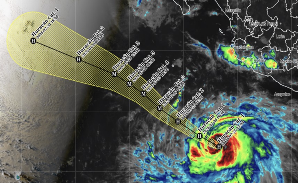 Genevieve se intensifica a huracán categoría 1 frente al Pacífico mexicano