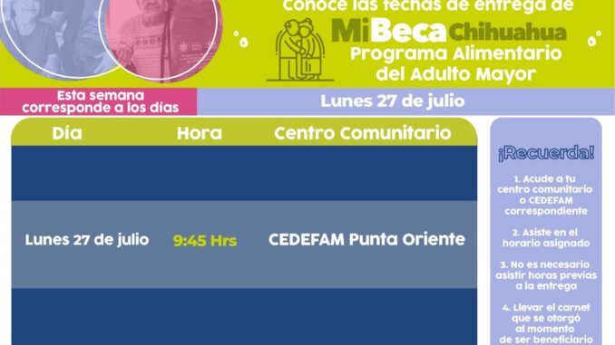 Continúa DIF Municipal con la entrega del Programa Alimentario para el Adulto Mayor
