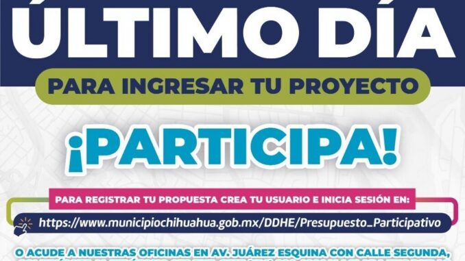 Hoy último día para registrar proyectos en el Presupuesto Participativo 2027