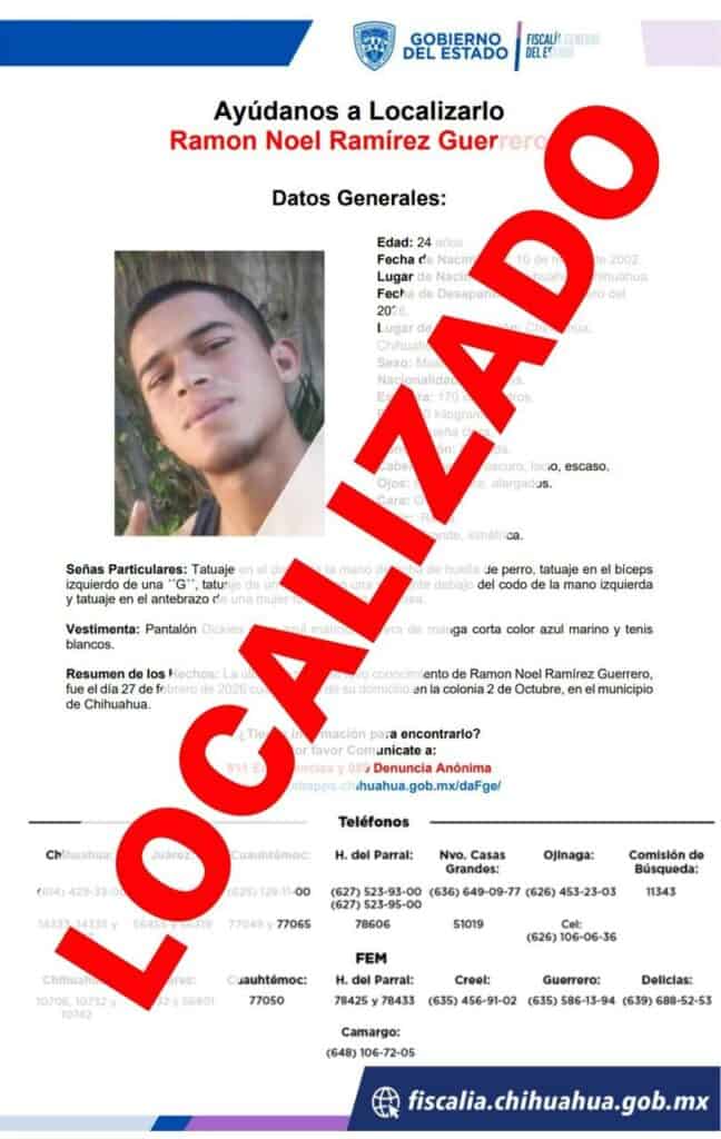 Localiza Fiscalía de Distrito Zona Centro a 3 personas con reporte de ausencia