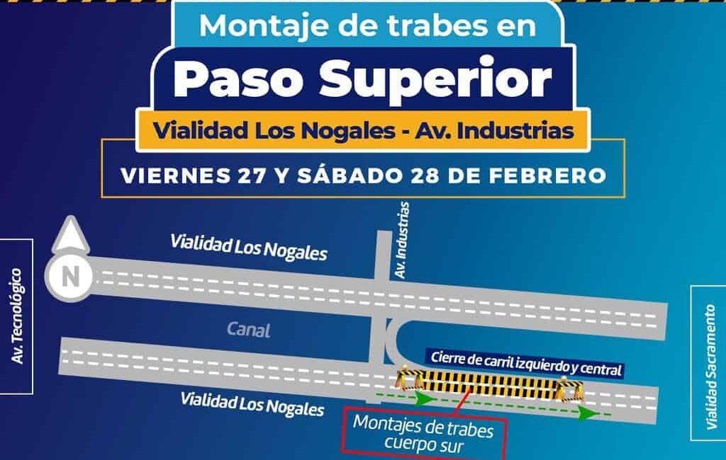 ¡Precaución! Reducirán carriles en vialidad Los Nogales por montaje de trabes del Paso Superior