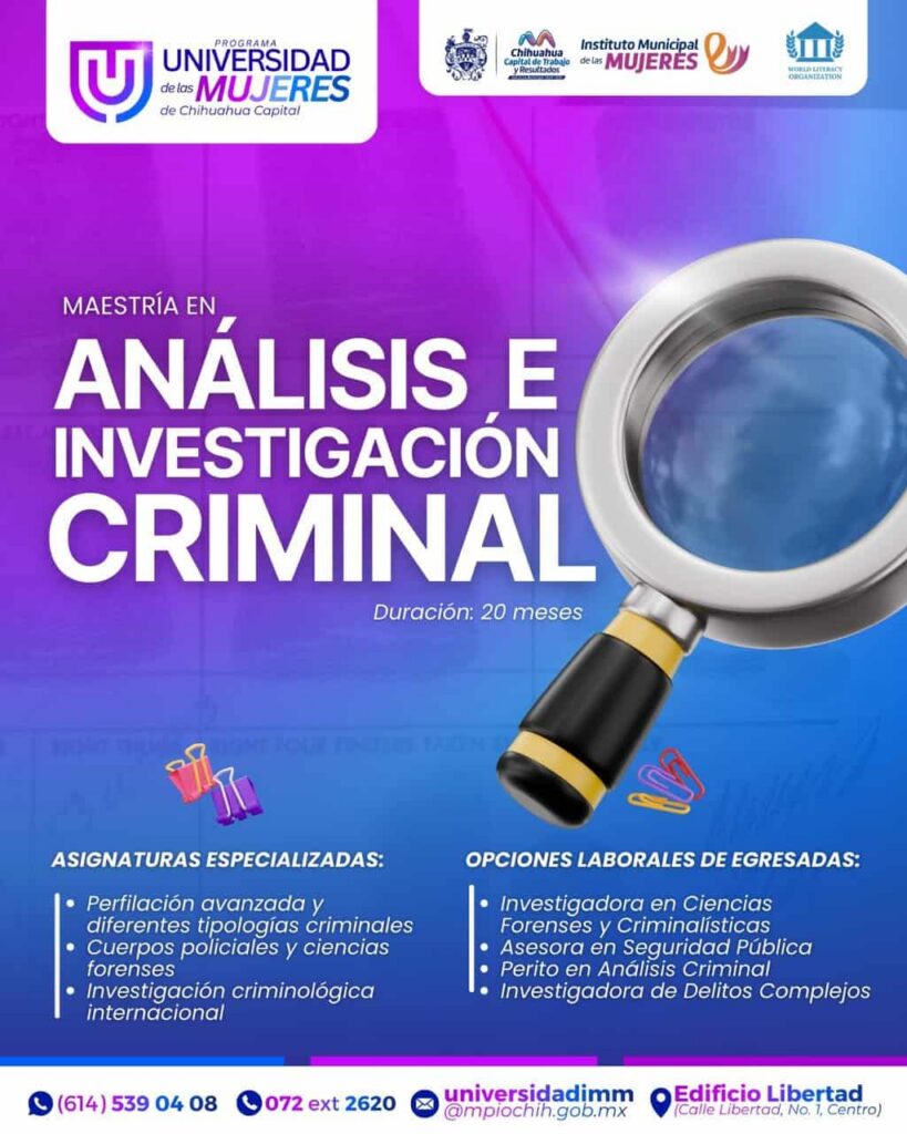 Invita Municipio a Maestría de Análisis e Investigación Criminal en la Universidad de las Mujeres