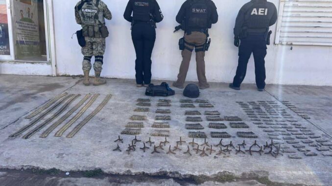 Aseguran vehículos con cartuchos y equipo táctico durante operativo conjunto en Guachochi