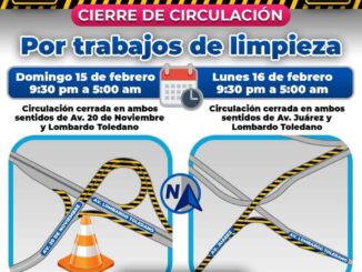 ¡Precaución! Permanecerán cerrados tramos de incorporación al Lombardo Toledano el domingo 15 y lunes 16 por trabajos de limpieza