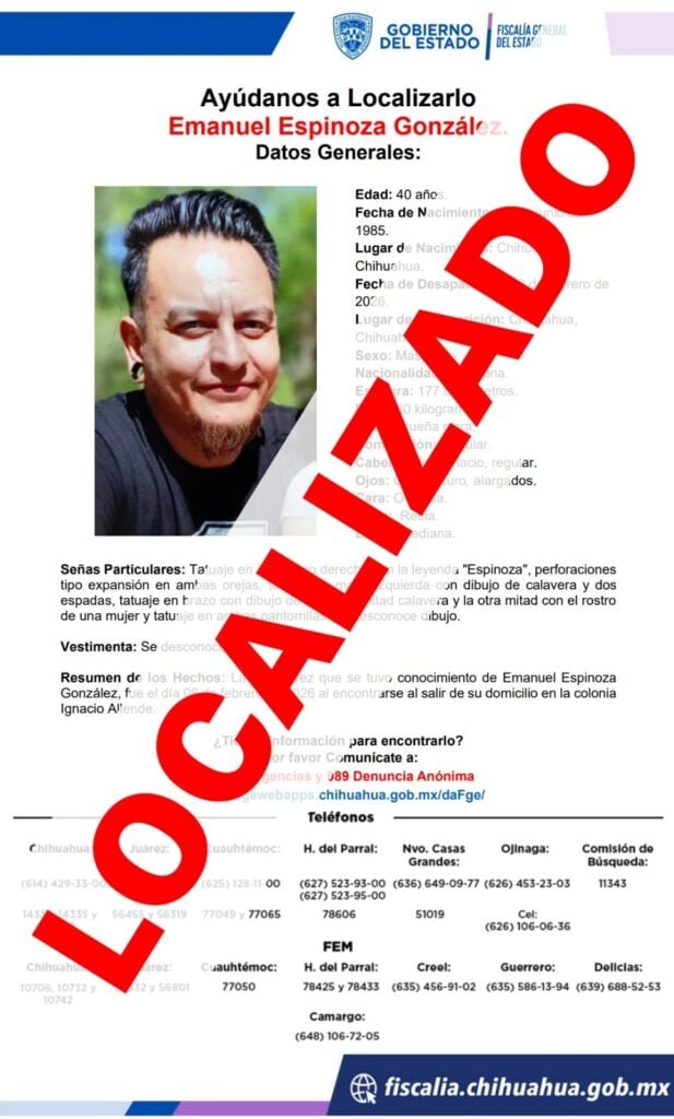 Localiza Fiscalía a hombre con reporte de ausencia en la colonia Ignacio Allende