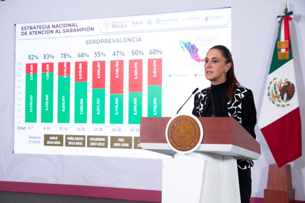 Sheinbaum llama a la población a mantener la calma ante brote de sarampión