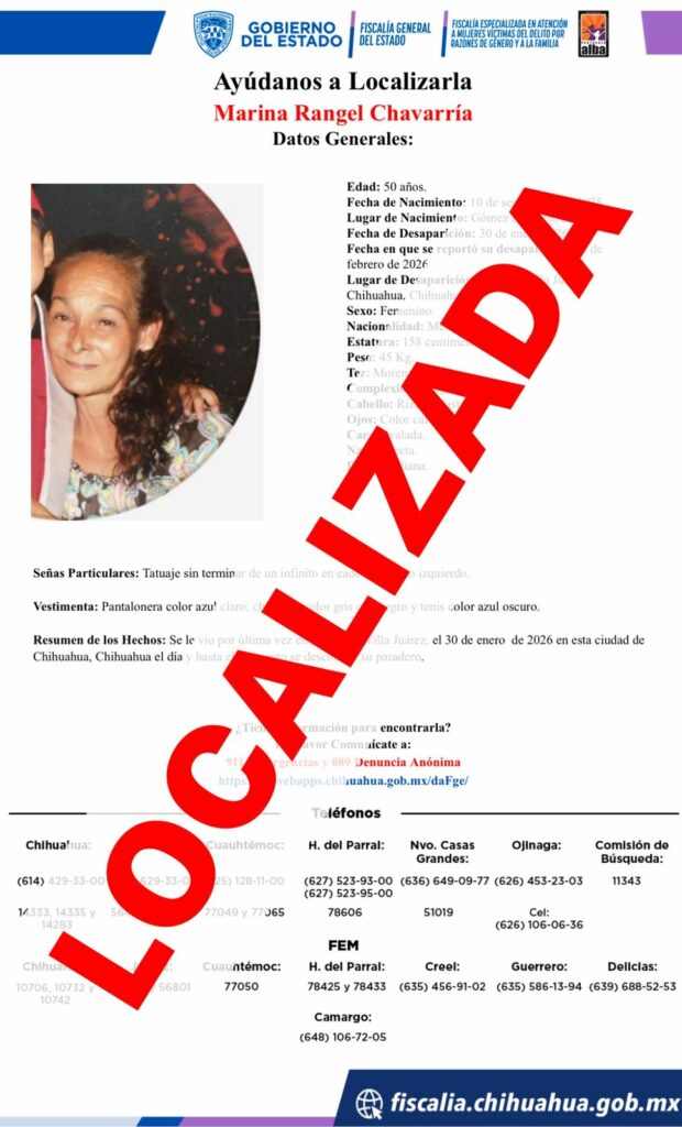 Localiza FEM a dos mujeres adultas reportadas ausentes en la ciudad de Chihuahua