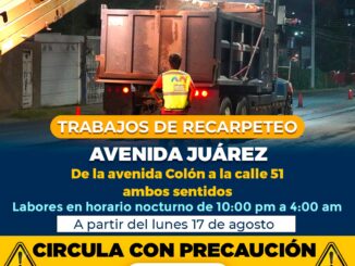 ¡ALERTA! Realizará Municipio trabajos de recarpeteo en tramo de la avenida Juárez