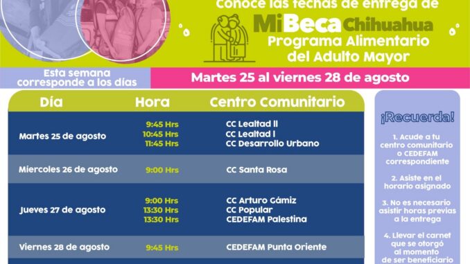 ¡Que no se te olvide! Conoce el calendario de entrega de las becas PAAM del 25 al 28 de agosto