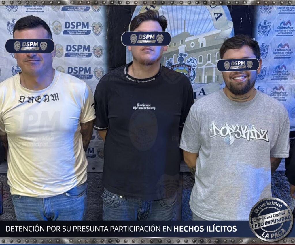 Detuvo Policía Municipal a tres hombres y aseguraron dos armas de fuego en Los Mezquites