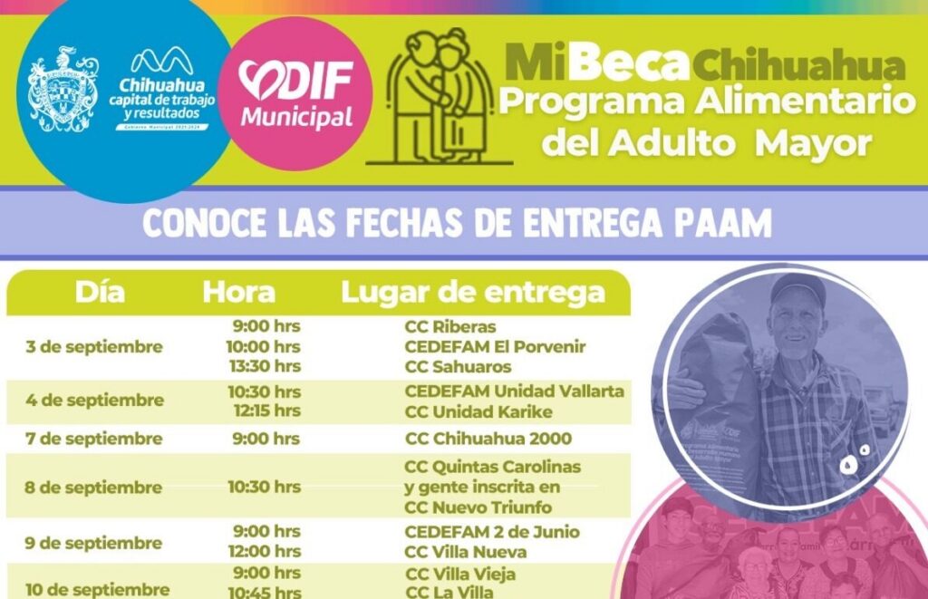 Consulta el calendario de septiembre de la entrega del PAAM: DIF Municipal