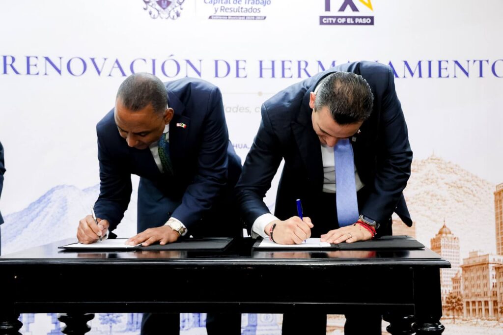 Firman alcaldes Marco Bonilla y Renard Johnson de El Paso convenio de hermanamiento entre las dos ciudades