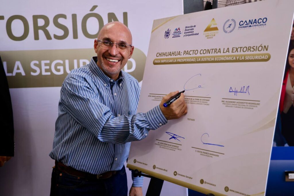 Firman Chihuahua Capital y CONCANACO pacto contra la extorsión y para fortalecer a los negocios