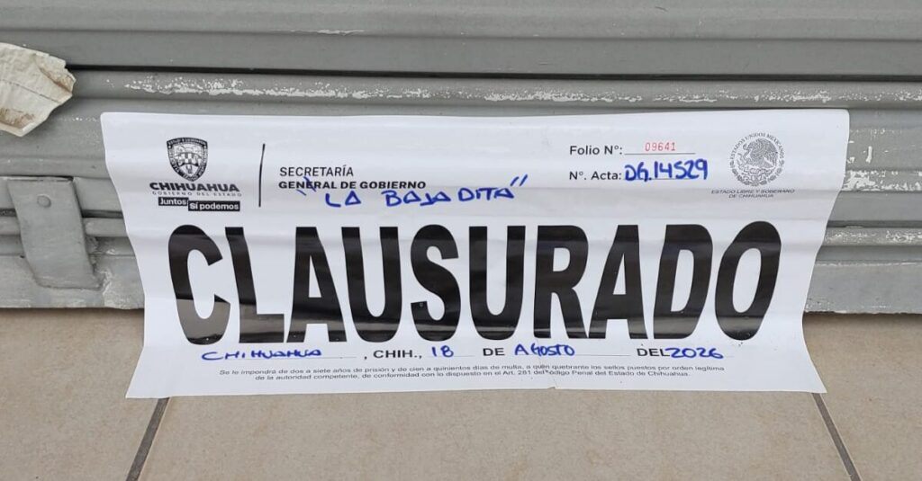 Realiza Gobernación Estatal clausura 23 establecimientos durante la última semana