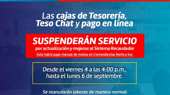 ¡Atención! Suspenderán cajas de Tesorería del Municipio por mejoras al sistema