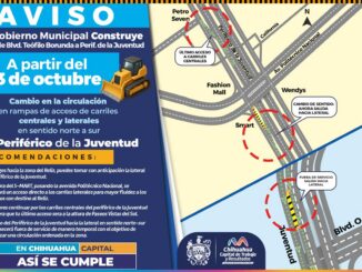 ¡Precaución! Habrá modificación vial en carriles laterales y centrales del periférico de la Juventud en sentido norte-sur