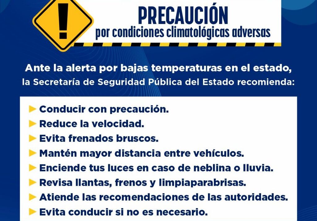 Exhortan a extremar precauciones al conducir ante el ingreso de un nuevo frente frío