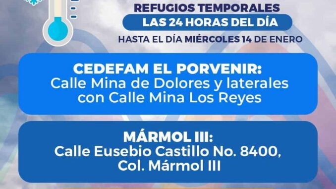 Amplían apertura de 24 horas de refugios temporales por bajas temperaturas en la capital