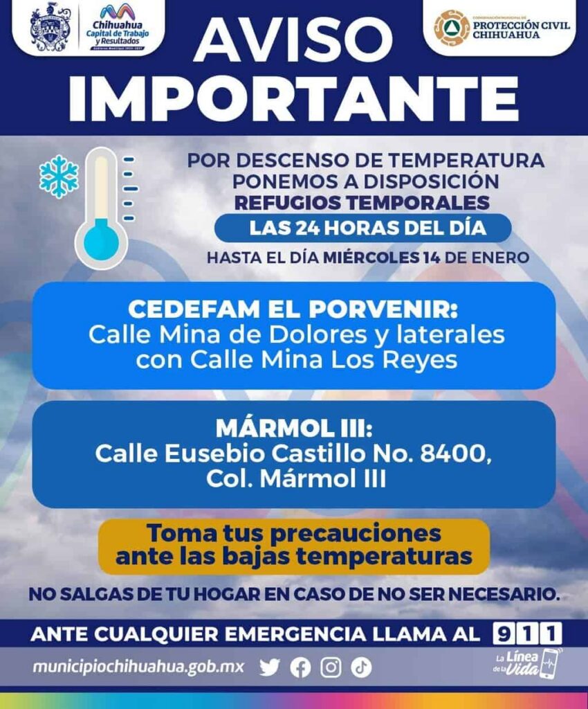Amplían apertura de 24 horas de refugios temporales por bajas temperaturas en la capital