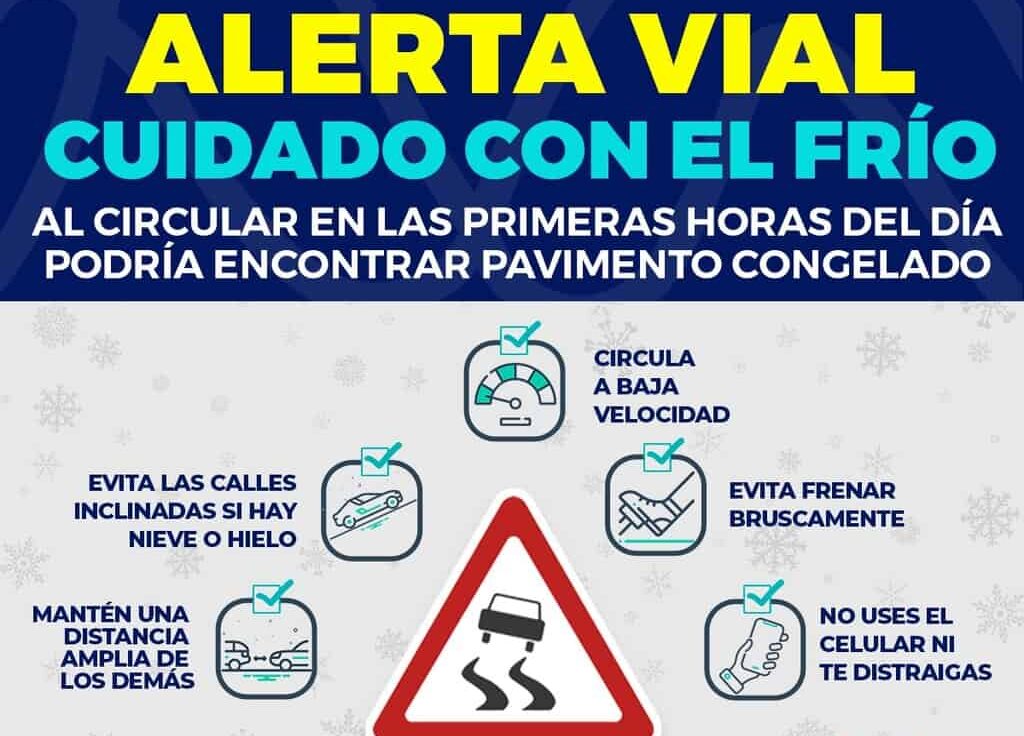 Alertan por lluvia y posible congelamiento del pavimento para mañana en la capital