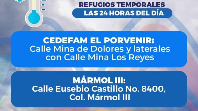 AVISO! Abrirán refugios temporales las 24 horas este fin de semana por bajas temperaturas