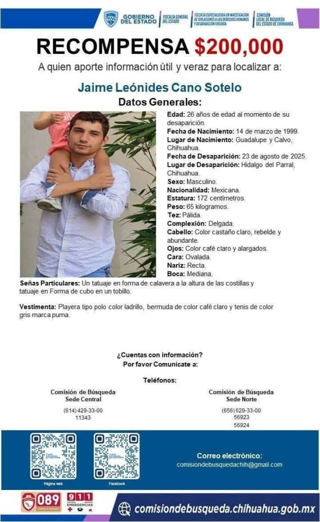 Ofrecen CLB y FGE recompensas para localizar a Jesús Gerónimo Sánchez Tarín y Jaime Leónides Cano Sotelo