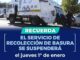 ¡Recuerda! El servicio de recolección de basura se suspenderá el jueves 1 de enero