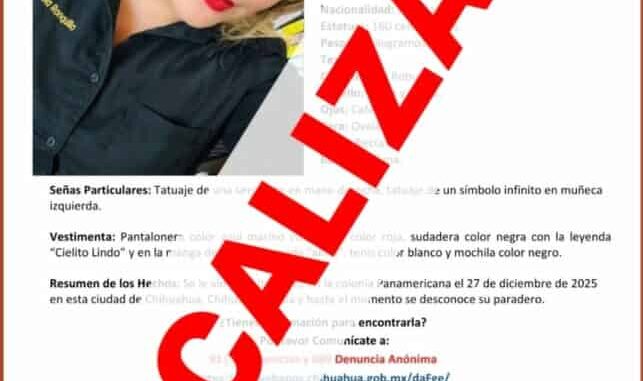 Localiza FEM sana y salva a mujer ausente en Chihuahua