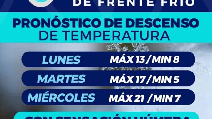 Emite Protección Civil recordatorio preventivo por descenso de temperaturas la próxima semana en Chihuahua Capital