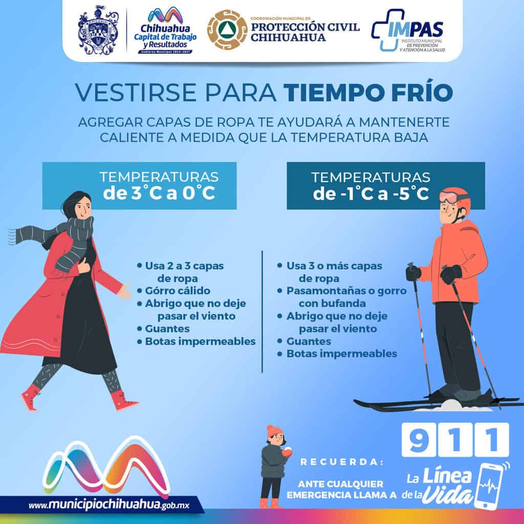 Exhorta Gobierno Municipal evitar cambios bruscos de temperatura y abrigarse adecuadamente