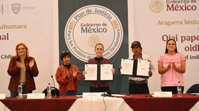 Sheinbaum restituye tierras a indígenas de Guadalupe y Calvo