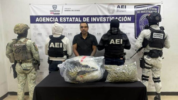 Detiene AEI a hombre en posesión de casi nueve kilos de marihuana en Parajes de San Isidro