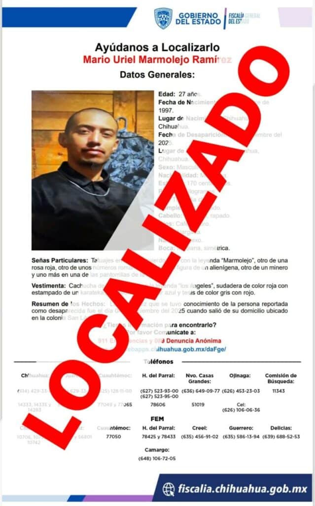 Localiza Fiscalía a dos hombres con reporte de ausencia en ciudad Chihuahua