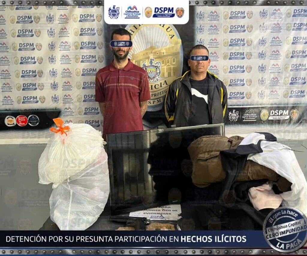 Agentes de la DSPM detienen a dos con cristal y objetos probablemente robados