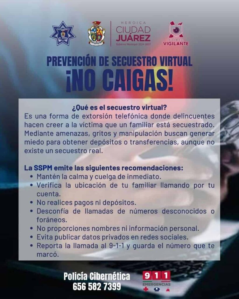 Lanzan recomendaciones para prevenir el secuestro virtual