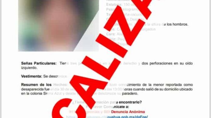 Localiza Fiscalía a adolescente con reporte de ausencia en colonia Sierra Azul
