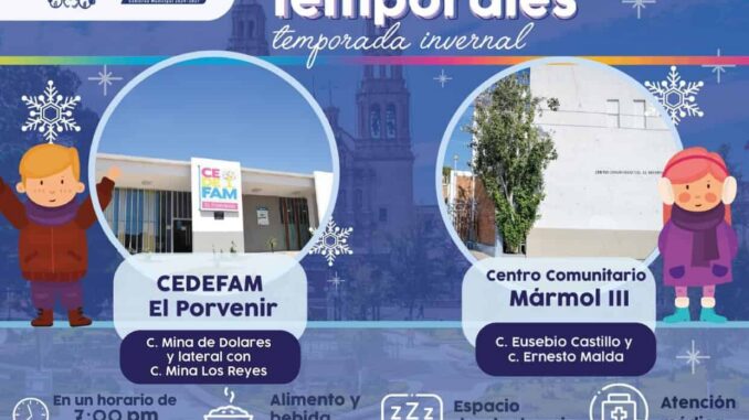 Abrirán HOY refugios temporales del Gobierno Municipal por bajas temperaturas