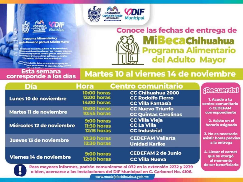 No olvides tu apoyo PAAM, informa DIF Municipal a dónde acudir del 10 al 14 de noviembre