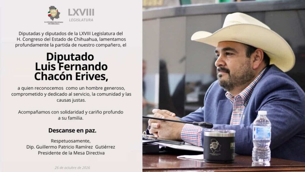 Fallece Luis Fernando Chacón Erives, diputado local del PRI y exalcalde de Guerrero