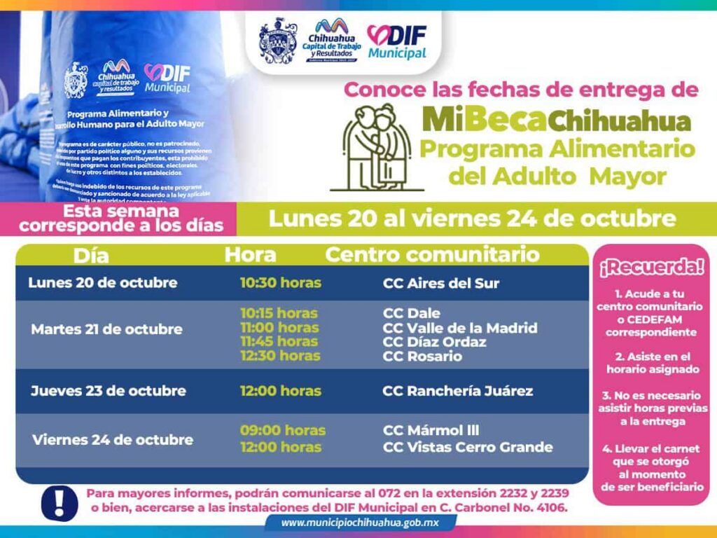 Acude por tu paquete PAAM del 20 al 24 de octubre