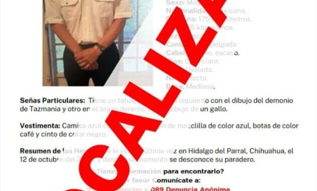 Localiza FGE Zona Sur a hombre con reporte de ausencia en Parral