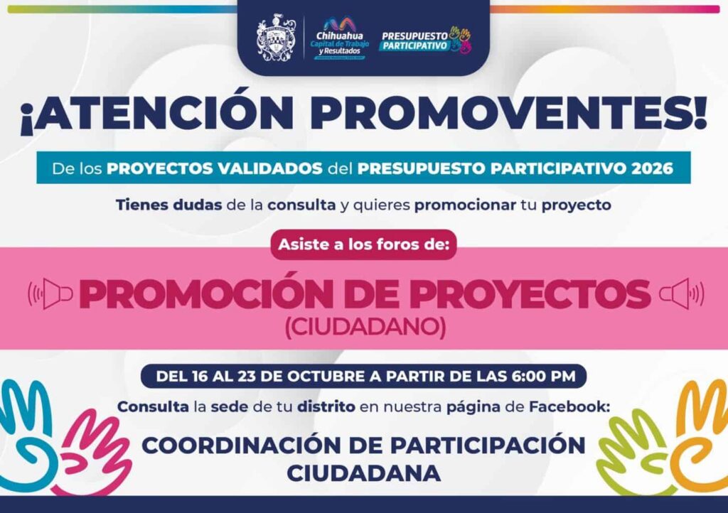 Invita Municipio a participar en los foros de promoción de proyectos del Presupuesto Participativo 2026